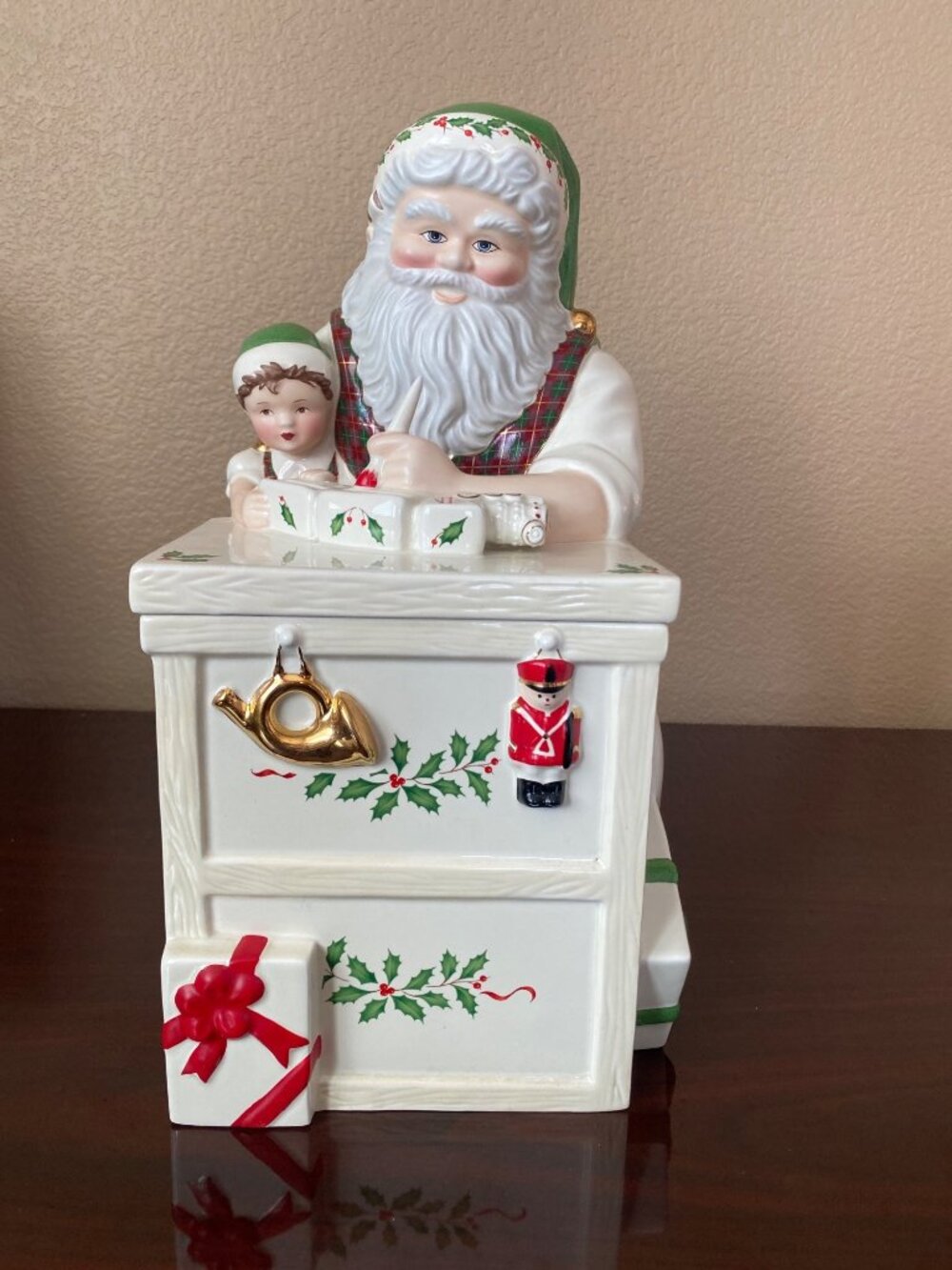 Lenox Santa Workbench Cookie Jar Holiday Toy Shop Christmas 13" - No Box